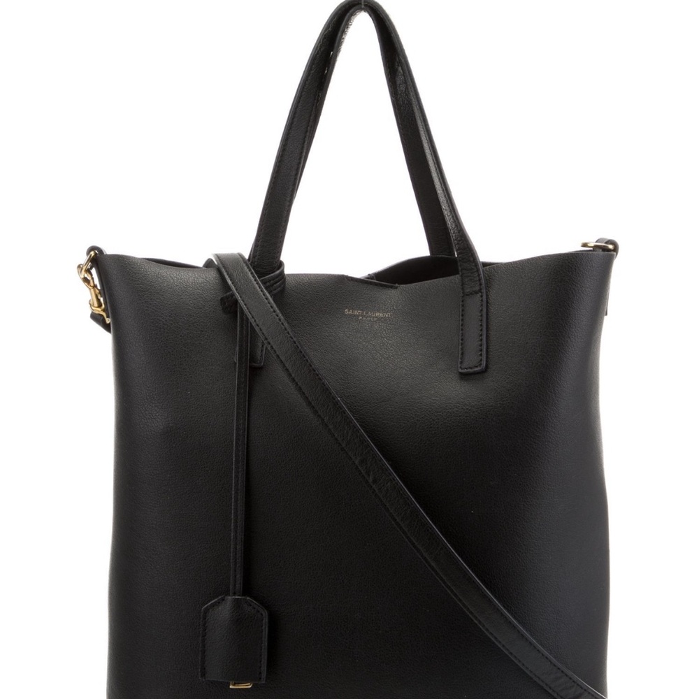 Yves Saint Laurent Black Leather North/South Shopping Tote
